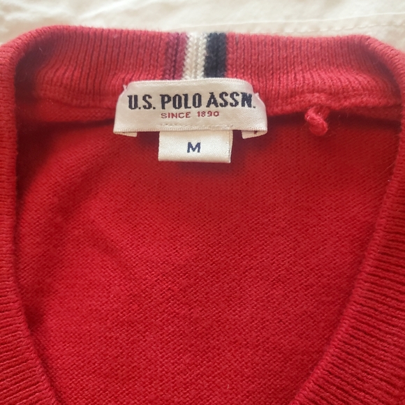 Man US POLO  Red Cotton Sweater M - Picture 3 of 5